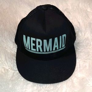 MERMAID Black Mesh Adjustable Trucker Hat New
